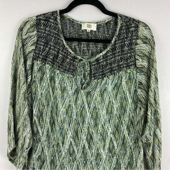 NOA Noa Green Boho Embroidered Semi Sheer Viscose Blouse Medium - Picture 3 of 11